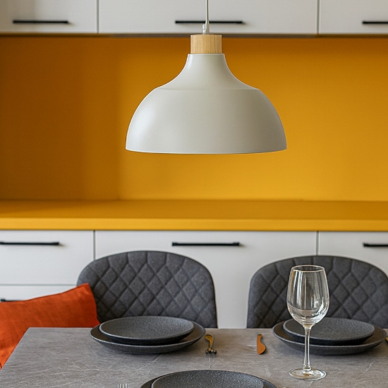 Lampadario per cucina moderna beige a campana 34 cm